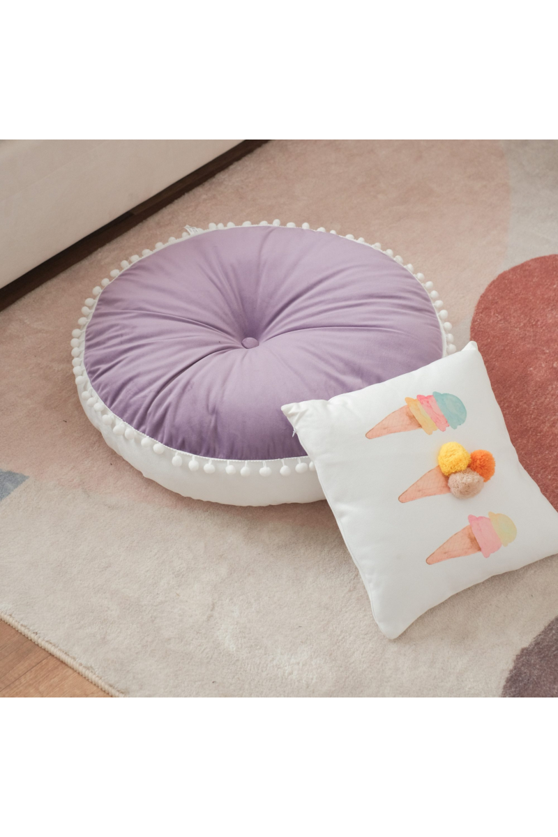 Valerie Pom-Poms Purple Floor Cushion
