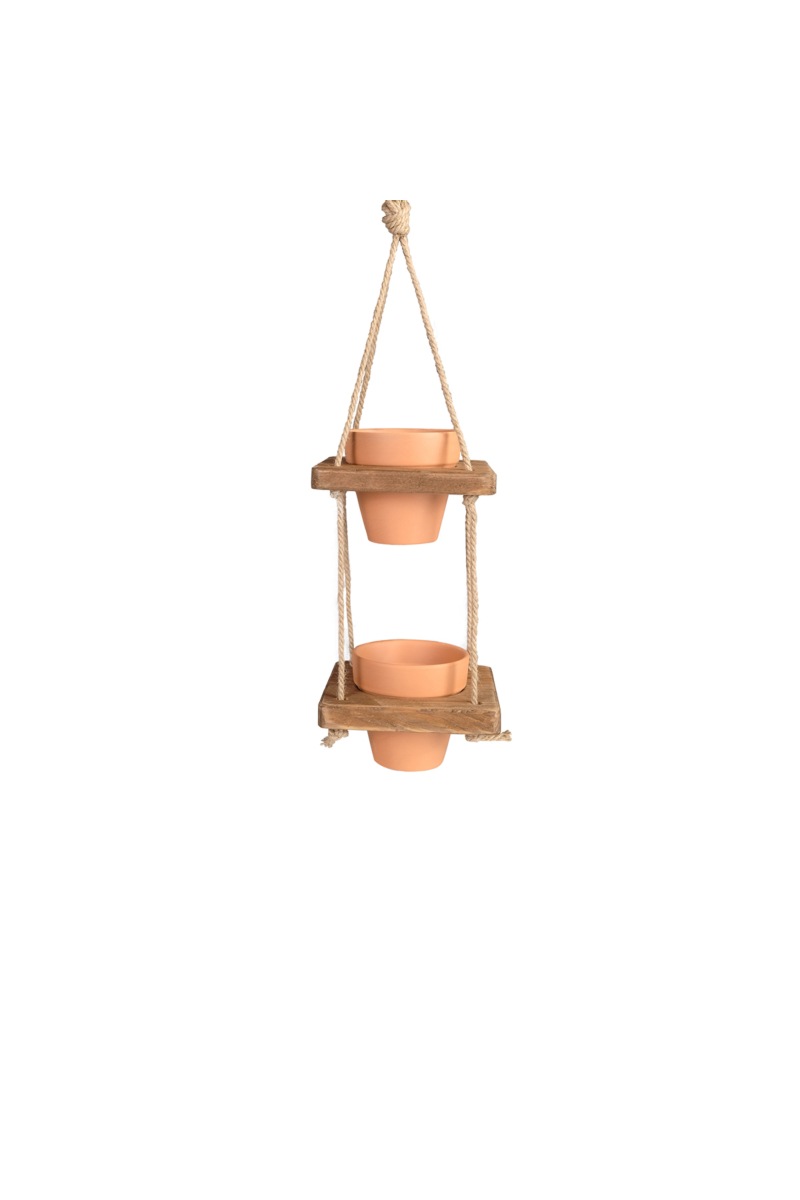 Reclaimed Wood Hanging Pot 2-Tier