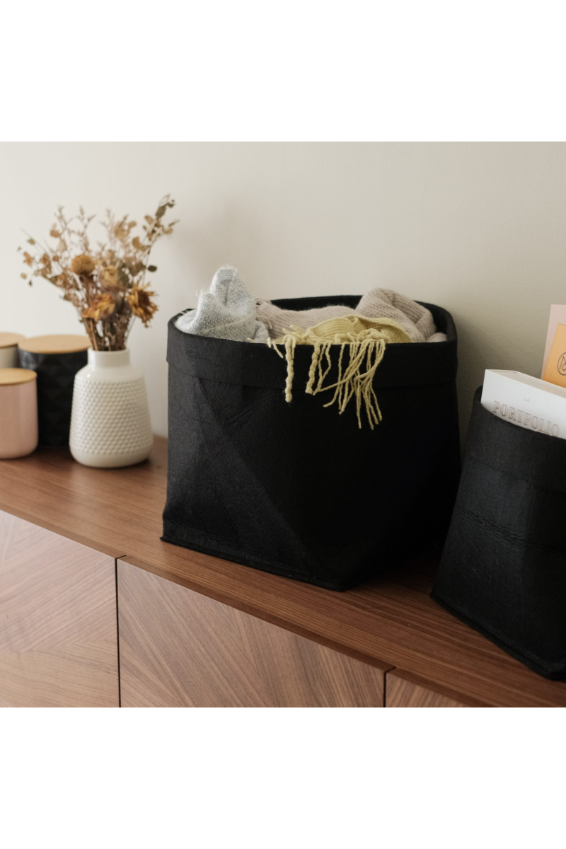 Alfie Black Felt Basket - Small