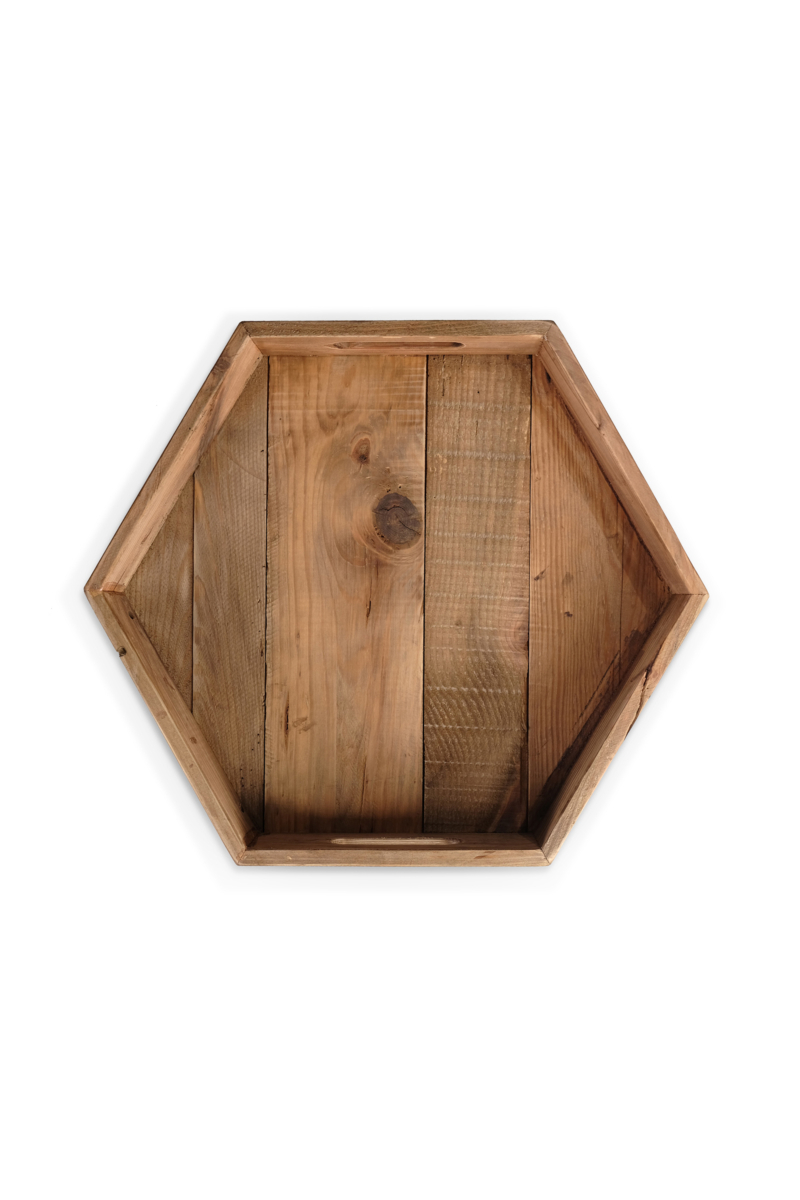 Reclaimed Wood Hexagon Tray - L