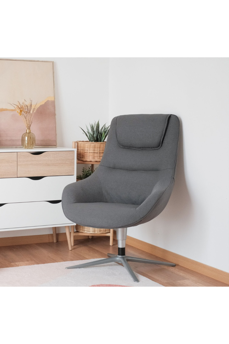 Victoria Cloud Grey High Back Swivel Lounge Chair (Markdown)