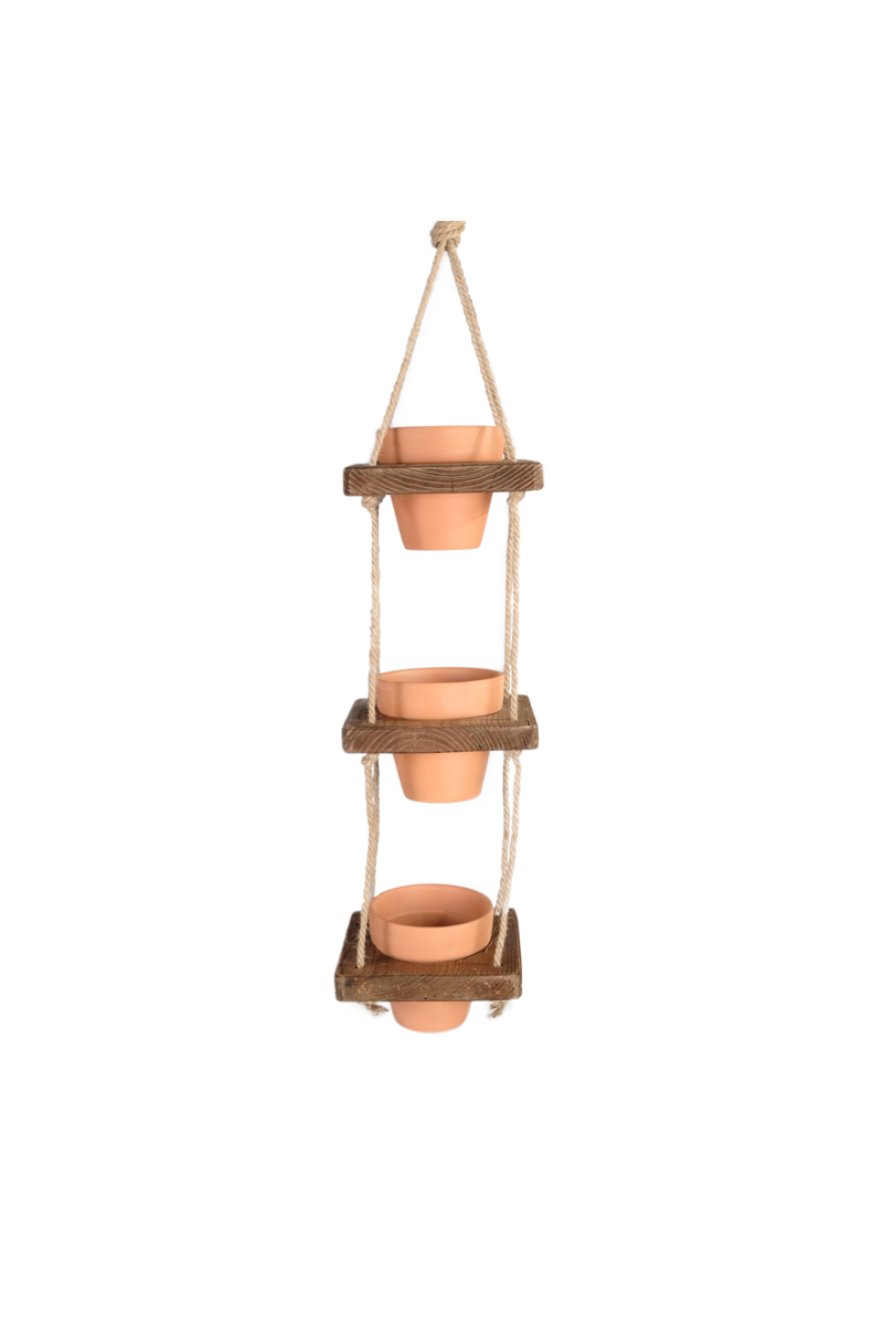 Reclaimed Wood Hanging Pot 3-Tier