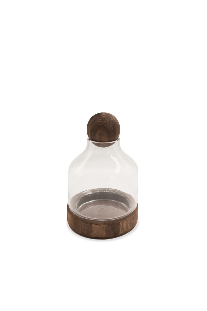 Olivia Small Bottle with Wooden Base and Ball Stopper