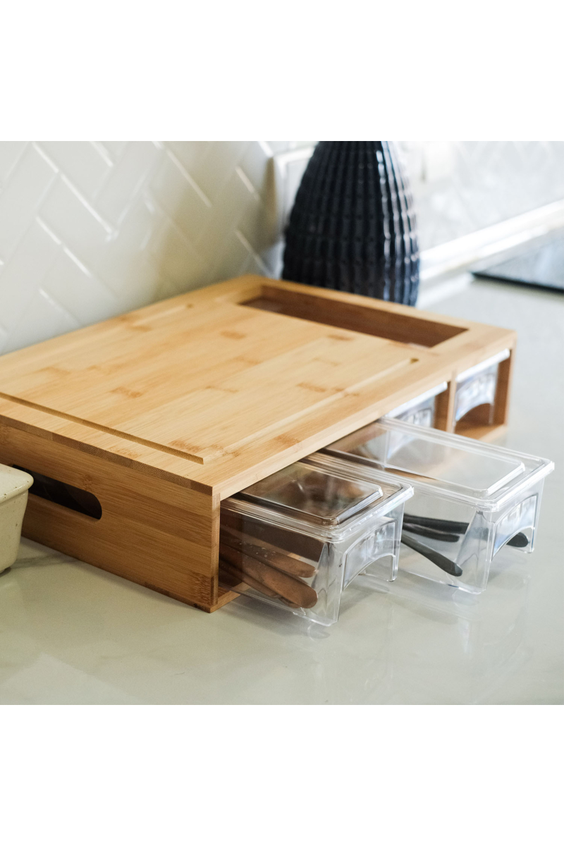 Bamboo Cutting Board with 4pcs Container (Markdown)