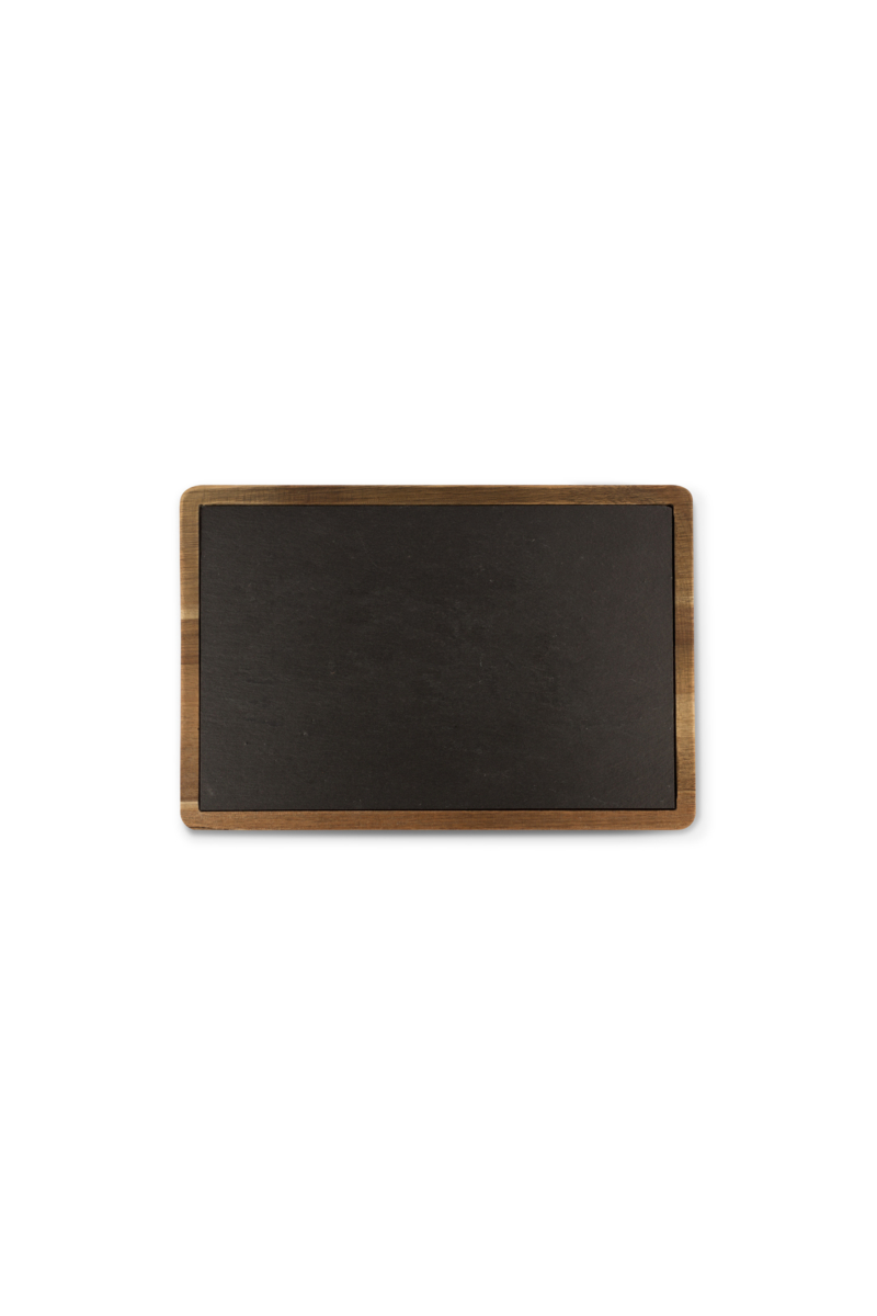 Slate Rectangular Platter with Acacia Base (Markdown)