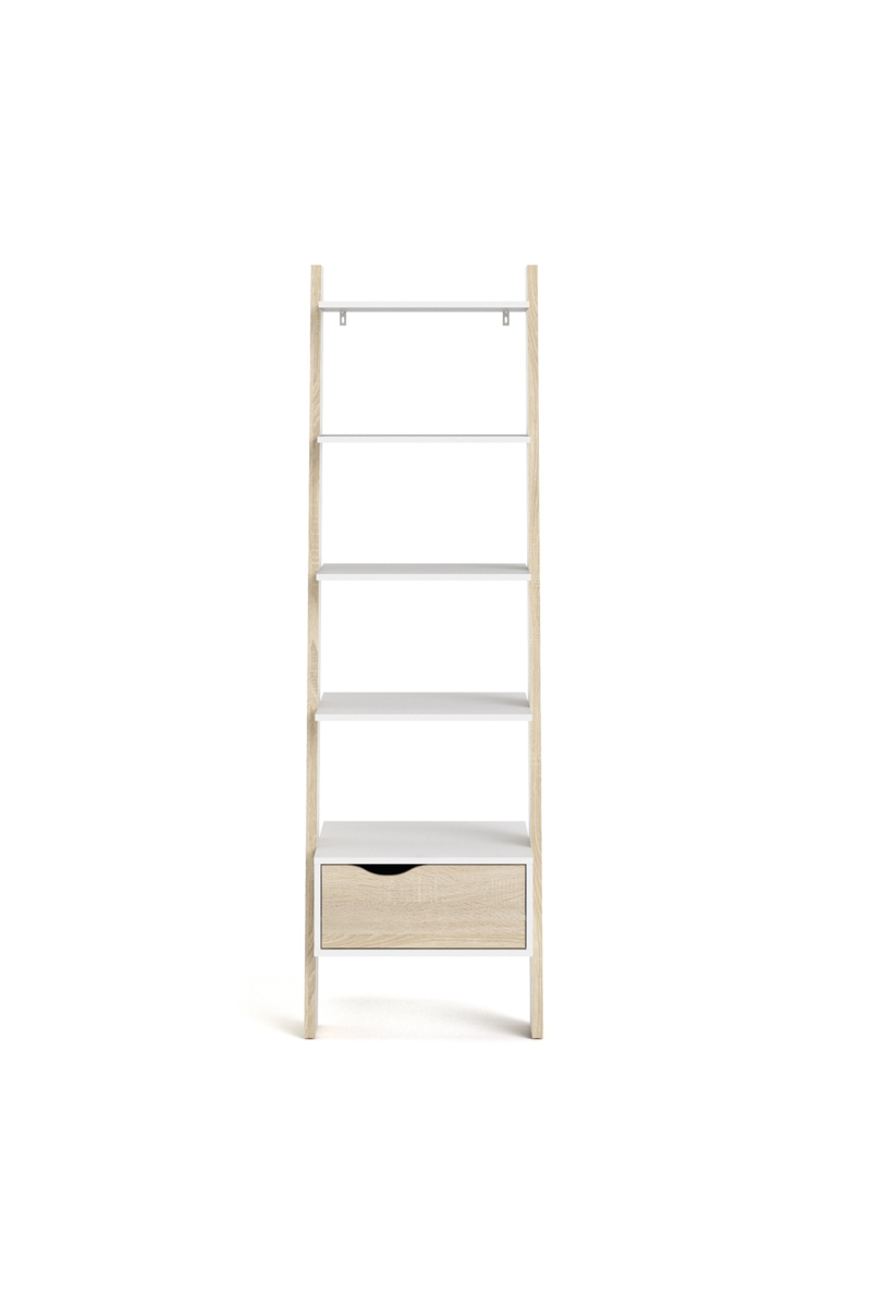 Oslo White Ladder Shelf with 1 Drawer