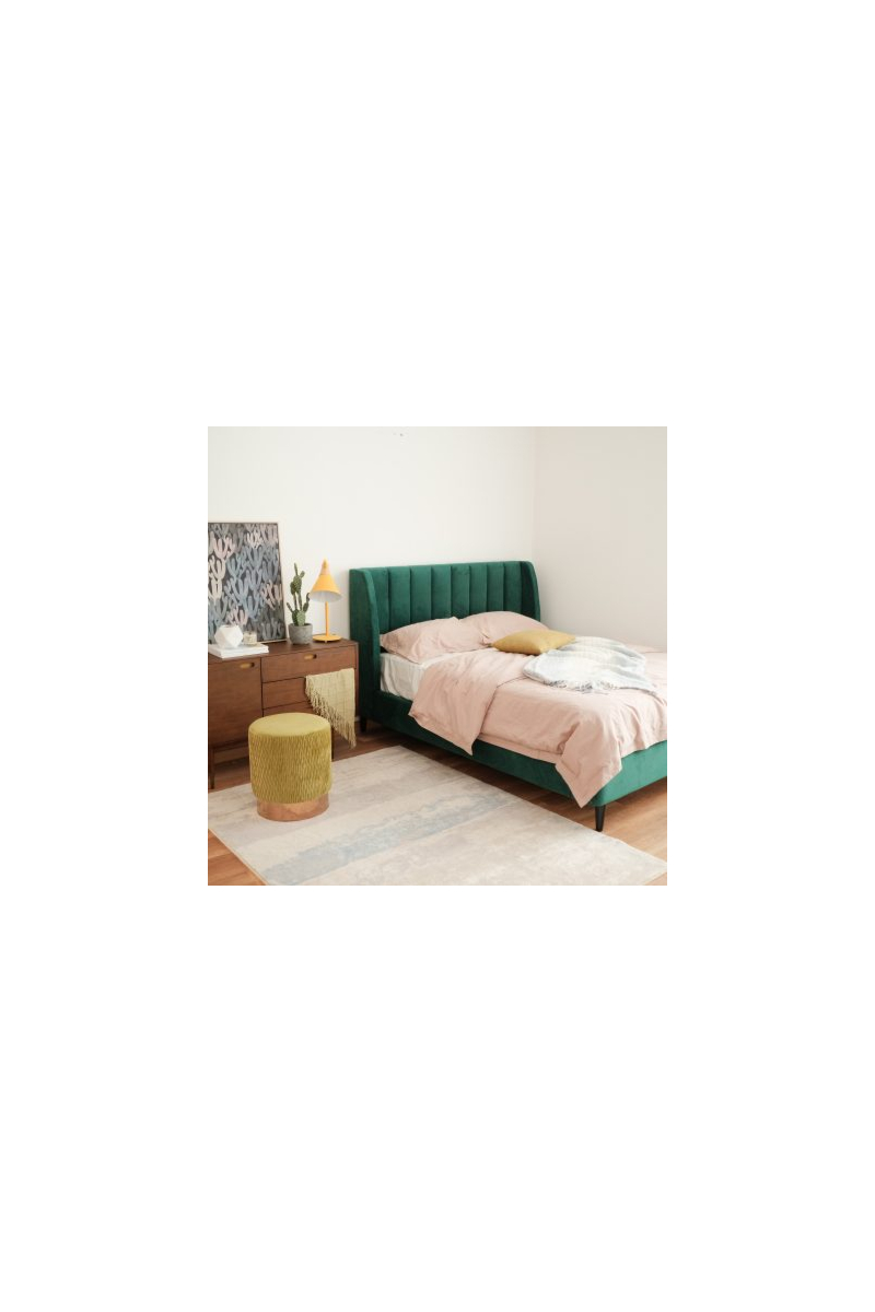 Adrian Velvet Emerald Queen Bed (Markdown)