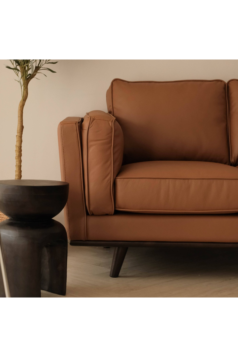 Noah Cognac Full Leather 3 Seater Sofa