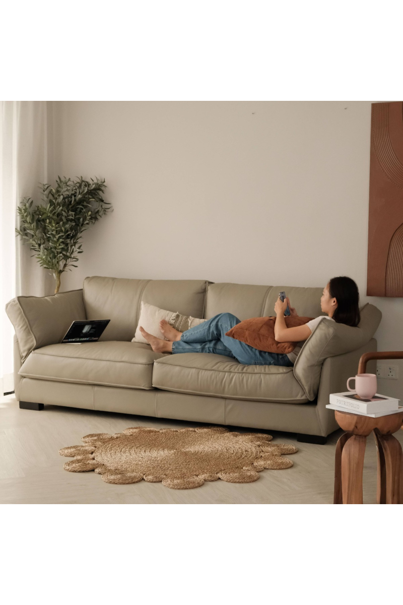 Deacon Taupe Full Leather 4 Seater Sofa