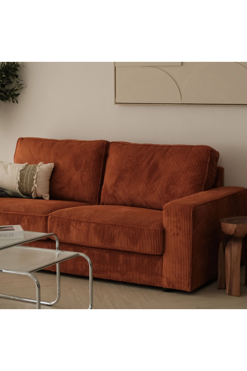 Klaus Umber Brown Corduroy 3 Seater Sofa