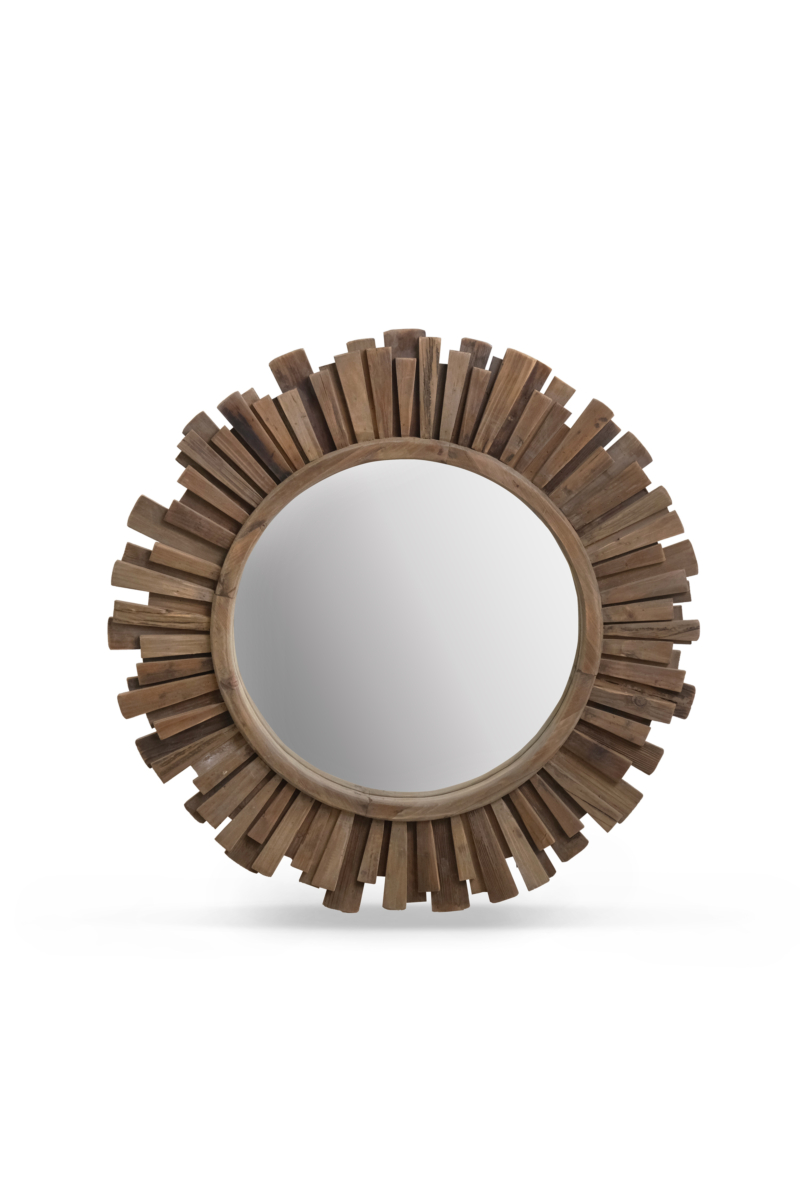 Reclaimed Wood Sunburst Round Mirror
