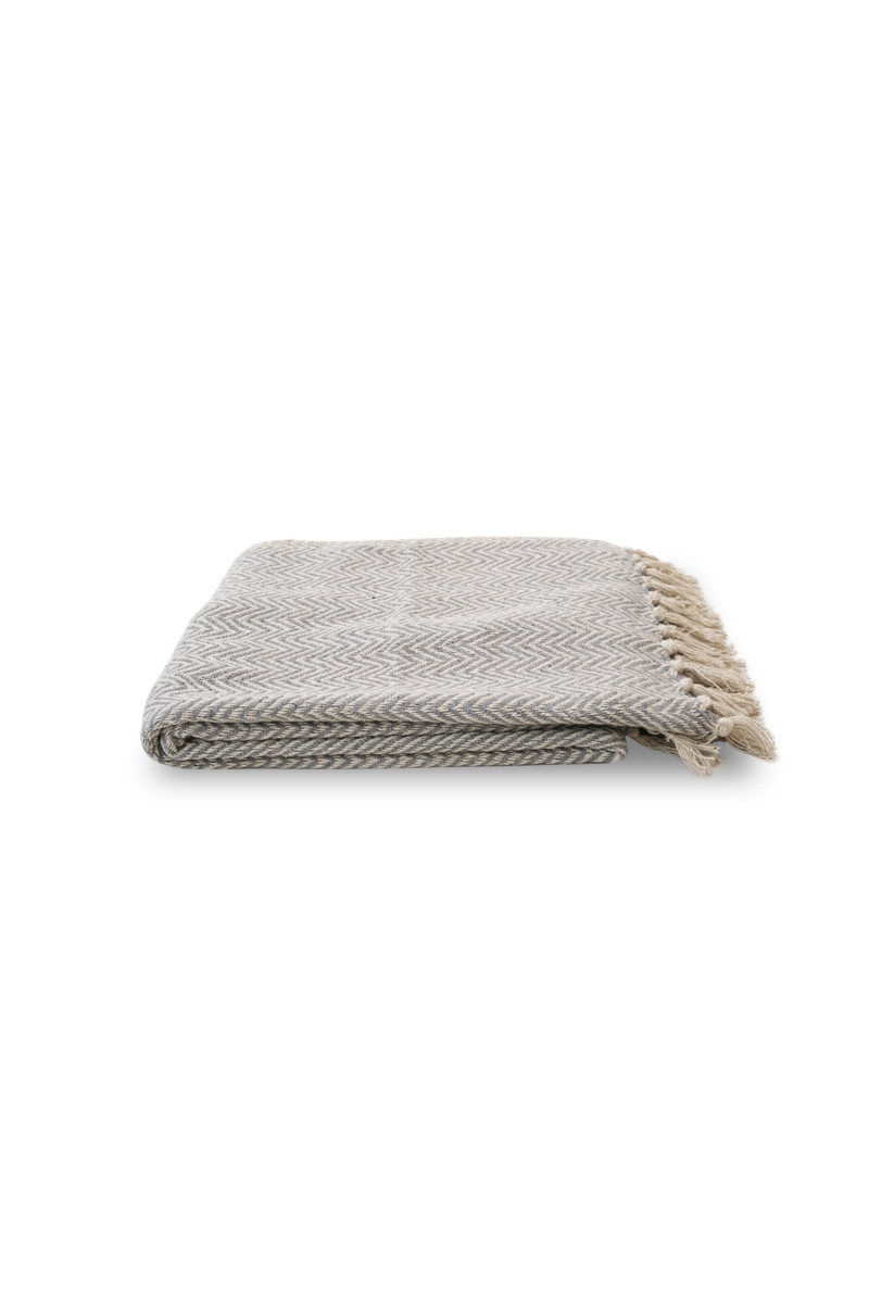 Nina Grey Cotton Throw 125x150