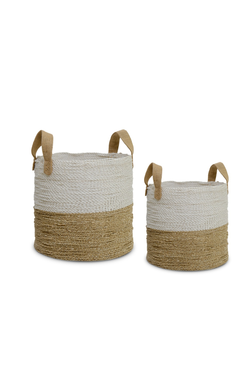 Samara Two-Tone Seagrass Round Basket (Set of 2)