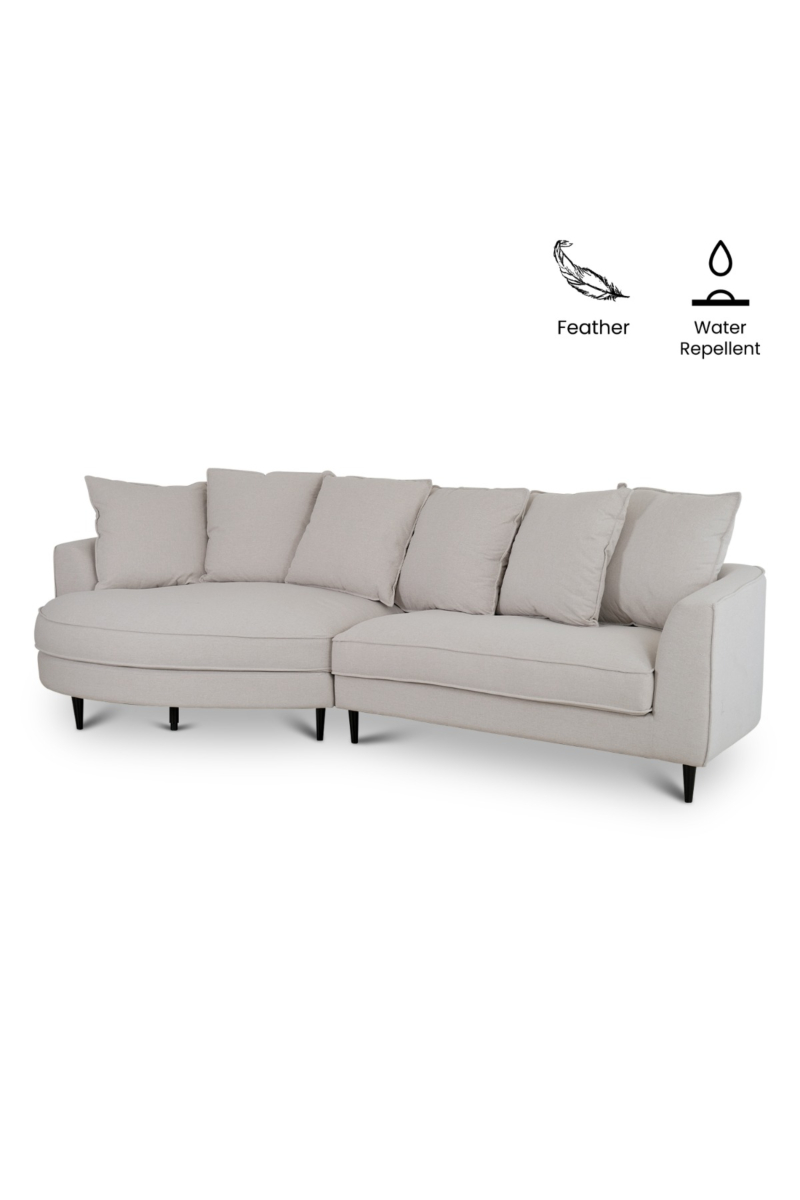 Stephie Oatmeal Curve Chaise Right Sectional Sofa