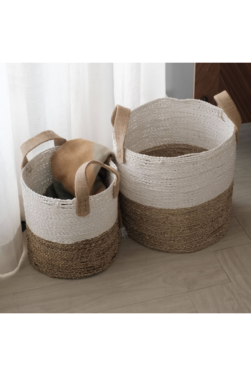 Samara Two-Tone Seagrass Round Basket (Set of 2)